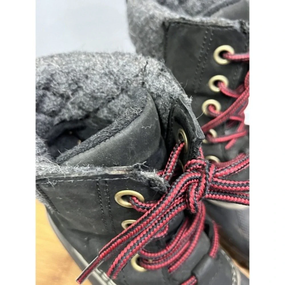 Sorel Slimpack II Lace Boots Womens 7 Black Kettle Waterproof Leather NL2348-010